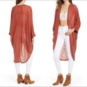 Free People Promenade Cocoon Open Front Cardigan Reddish Brown OS